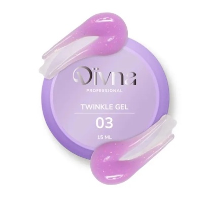 DIVNA Twinkle Gel 03 – żel budujący do paznokci z brokatem i folią, 15 ml