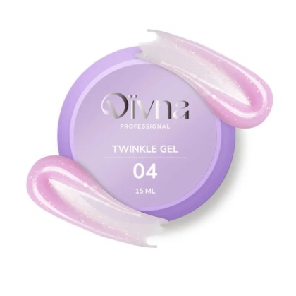 DIVNA Twinkle Gel 04 – żel budujący do paznokci z brokatem i folią, 15 ml