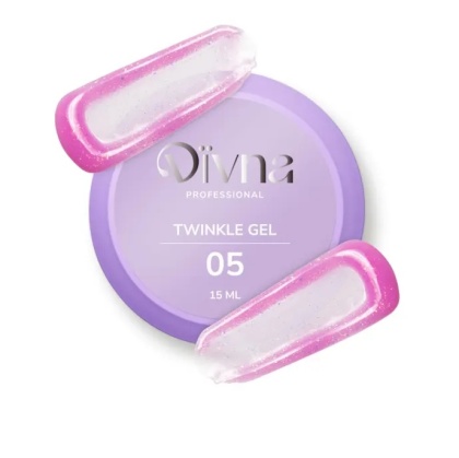 DIVNA Twinkle Gel 05 – żel budujący do paznokci z brokatem i folią, 15 ml