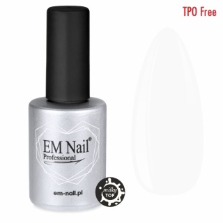 EM Nail Milky Top No Wipe 15ml – mleczny top hybrydowy TPO-Free
