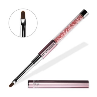 EM Nail Pędzelek do żelu nr 4 – zaokrąglony, rosegold, z kryształkami
