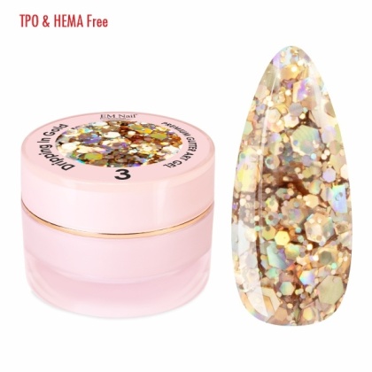 EM Nail Żel do zdobień paznokci Premium Glitter Art Dripping in Gold 3 –5g TPO-Free