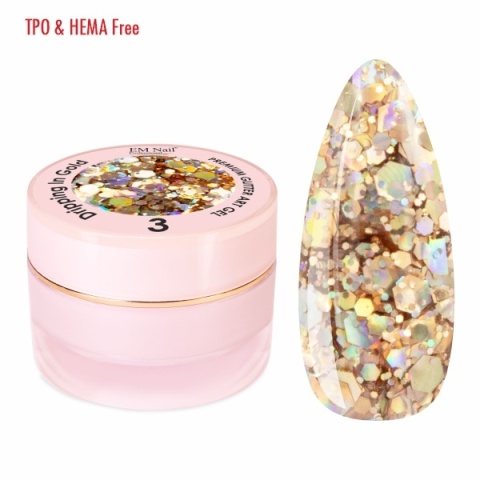 EM Nail Żel do zdobień paznokci Premium Glitter Art Dripping in Gold 3 –5g TPO-Free EM Nail Żel do zdobień paznokci Premium Glitter Art Dripping in Gold 3 –5g TPO-Free