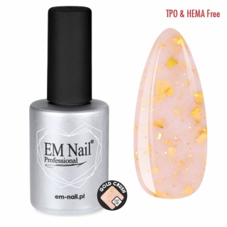EM Nail Żel w butelce Gold Crush 15ml – TPO&HEMA Free, jasny beż z płatkami