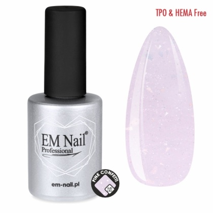 EM Nail Żel w butelce Pink Confetti 15ml – TPO & HEMA Free, róż z drobinami