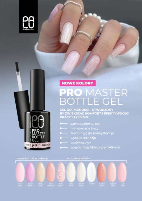 PALU Pro Master Bottle Gel Rose Flakes 11g – żel budujący z folią PALU Pro Master Bottle Gel Rose Flakes 11g – żel budujący z folią