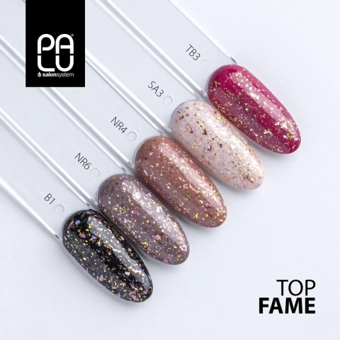 PALU Top Fame No Wipe 11g – top hybrydowy z folią złotą i różowo-złotą PALU Top Fame No Wipe 11g – top hybrydowy z folią złotą i różowo-złotą
