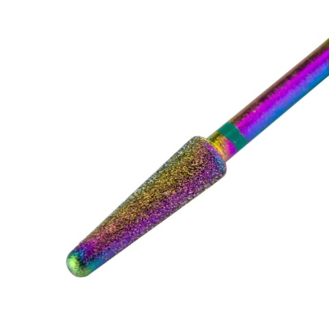 Frez Unicorn tęczowy diamentowy do skórek stożek zaokrąglony Nr 7 zielony Frez Unicorn tęczowy diamentowy do skórek stożek zaokrąglony Nr 7 zielony