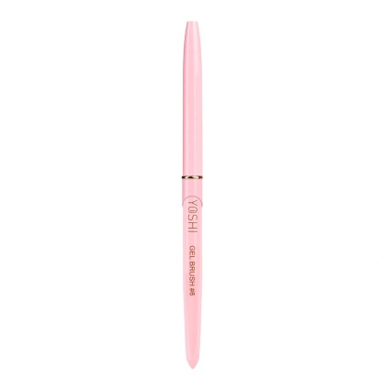 YOSHI GEL BRUSH #6 – pędzelek do żelu 6 mm z nylonu, różowy z skuwką