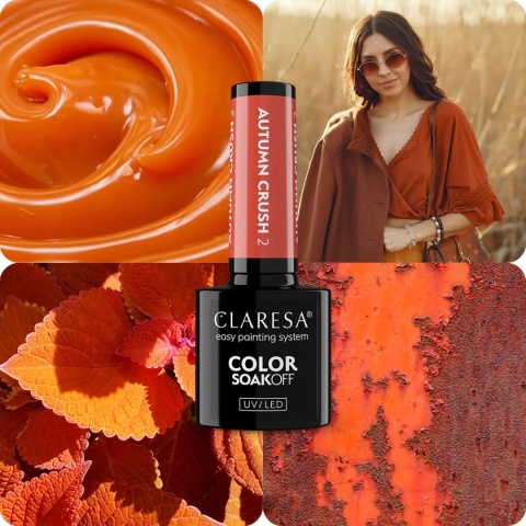 Claresa Lakier Hybrydowy Autumn Crush 2 5g – ciepła pomarańcza z nutą karmelu