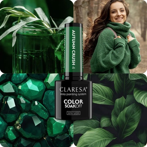 Claresa Lakier Hybrydowy Autumn Crush 4 5g – elegancka butelkowa zieleń