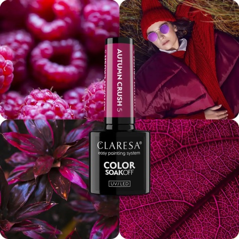 Claresa Lakier Hybrydowy Autumn Crush 5 5g – malinowo-fuksjowy róż