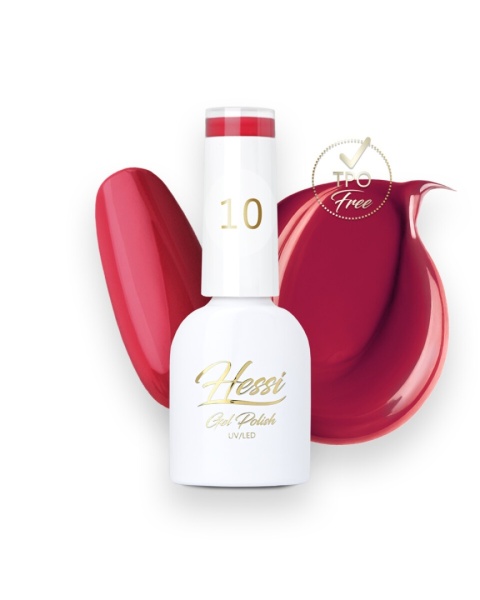 HESSI Lakier hybrydowy 10 – malinowa czerwień 6 ml