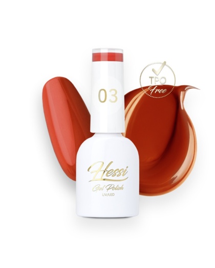 HESSI Lakier hybrydowy nr 03 – ciepły ceglasto-rudy odcień 7 ml