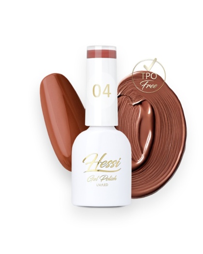 HESSI Lakier hybrydowy nr 04 – ciepły karmelowo-brązowy odcień 7 ml