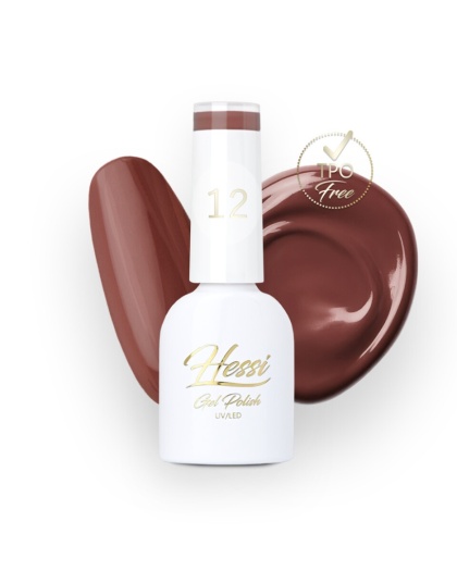 HESSI Lakier hybrydowy nr 12 – ciepły karmelowo-czerwony odcień 7 ml