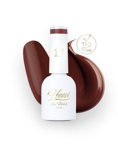 HESSI Lakier hybrydowy nr 17 – głęboki czekoladowo-brązowy odcień 7 ml