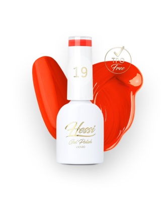 HESSI Lakier hybrydowy nr 19 – intensywny pomarańczowo-czerwony odcień 7 ml
