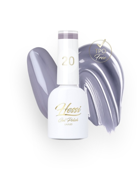 HESSI Lakier hybrydowy nr 20 – chłodny szaro-lawendowy odcień 6 ml