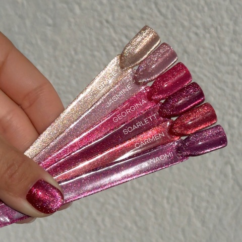 PB Nails Lakier hybrydowy Georgina 8ml – malinowy róż Cat Eye
