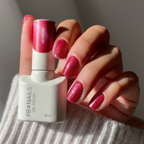 PB Nails Lakier hybrydowy Georgina 8ml – malinowy róż Cat Eye