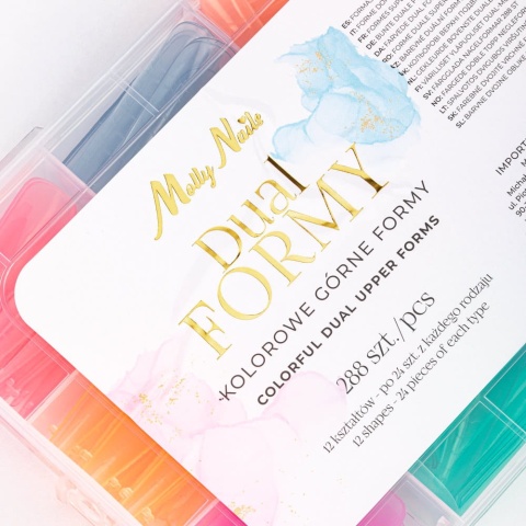 Molly Nails Górne formy Dual do budowy paznokci 288 szt. – 12 kształtów z podziałką