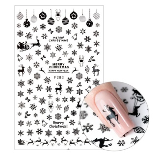 Naklejki cienkie samoprzylepne świąteczne Molly Nails F283 czarne