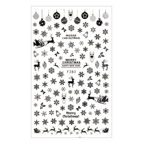 Naklejki cienkie samoprzylepne świąteczne Molly Nails F283 czarne