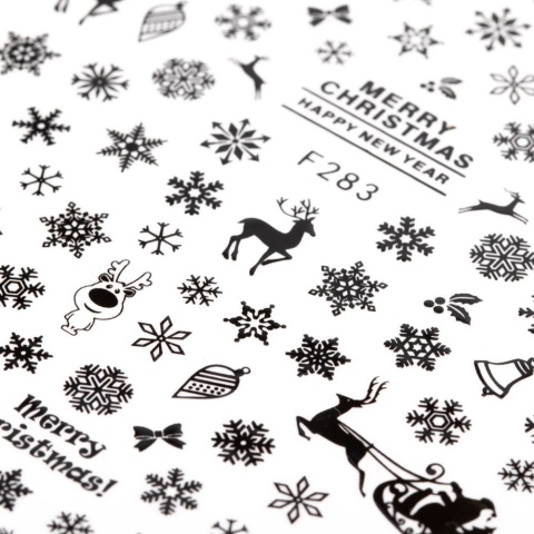 Naklejki cienkie samoprzylepne świąteczne Molly Nails F283 czarne