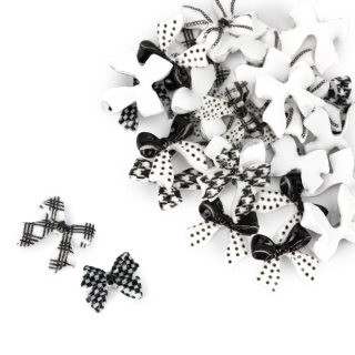 Ozdoby do paznokci kokardki 3D Molly Nails biało-czarne – 30 szt