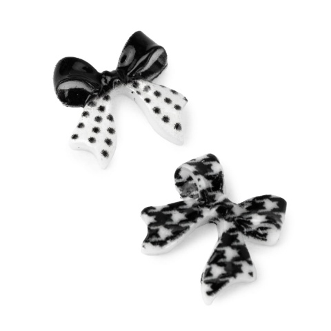 Ozdoby do paznokci kokardki 3D Molly Nails biało-czarne – 30 szt