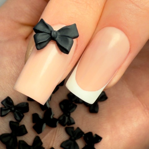 Ozdoby do paznokci kokardki 3D Molly Nails czarne – 100 szt