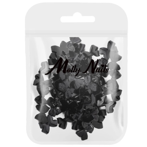 Ozdoby do paznokci kokardki 3D Molly Nails czarne – 100 szt