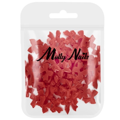 Ozdoby do paznokci kokardki 3D Molly Nails czerwone – 100 szt
