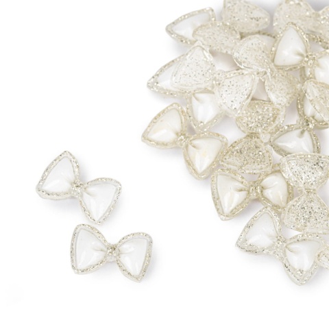 Ozdoby do paznokci kokardki 3D białe – 20 szt