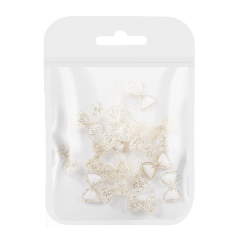 Ozdoby do paznokci kokardki 3D białe – 20 szt