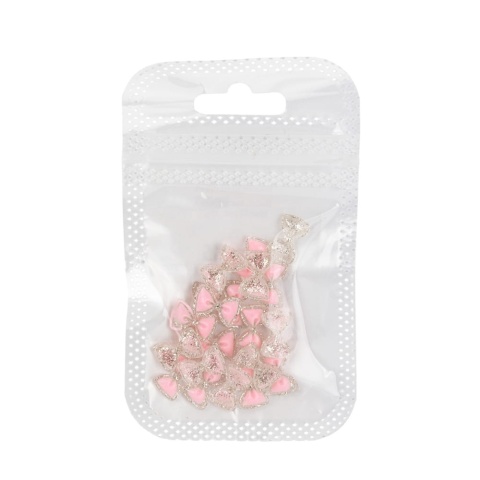Ozdoby do paznokci kokardki 3D różowo-srebrne – 20 szt