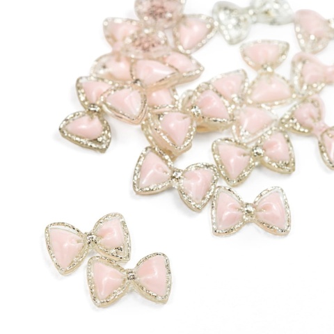 Ozdoby do paznokci kokardki 3D różowo złote 20 szt