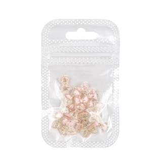 Ozdoby do paznokci kokardki 3D różowo złote 20 szt