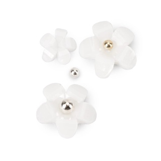 Ozdoby do paznokci kwiatki akrylowe + kulki Molly Nails białe 150 sztuk