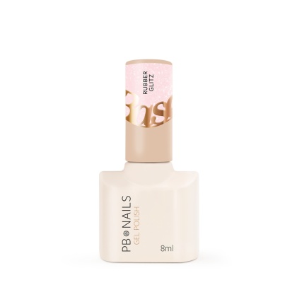PB Nails Baza hybrydowa Rubber Glitz Base 8ml – nude z efektem glamour