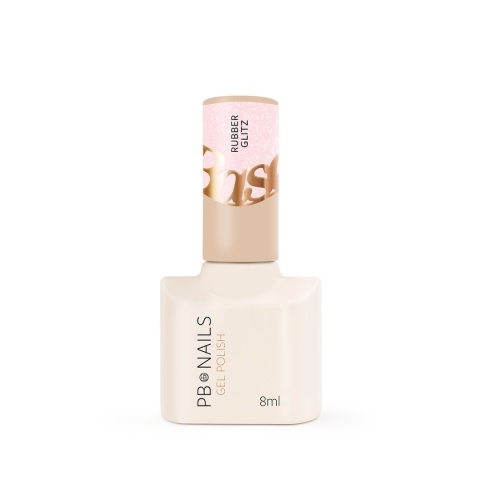 PB Nails Baza hybrydowa Rubber Glitz Base 8ml – nude z efektem glamour