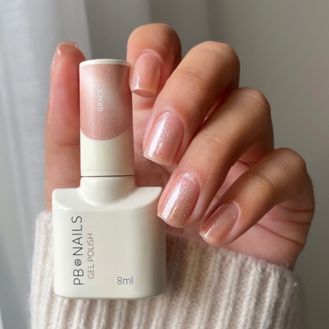 PB Nails Lakier hybrydowy Grace 8ml – złocisto-beżowy Cat Eye