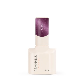 PB Nails Lakier hybrydowy Naomi 8ml – fiolet z różowo-srebrnym połyskiem Cat Eye