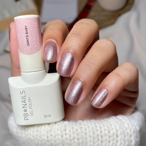 PB Nails Lakier hybrydowy Santa Baby 8ml – brokat rose gold