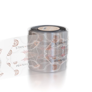 PB Nails Transparentne formy do przedłużania paznokci 300 szt. – rolka z liniami pomocniczymi