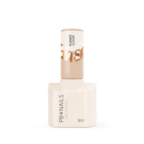 PB Nails Baza hybrydowa Rubber Cloud Base 8ml – mleczna biel ze srebrzystym pyłem