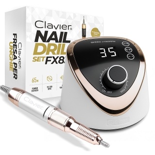Clavier Profesjonalna frezarka do paznokci FX 830, 65W, 35 000 RPM, manicure i pedicure, biało-złota