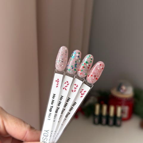 YOSHI HoHoTop No3 10 ml – świąteczny top UV/LED z czerwono-zielonym confetti