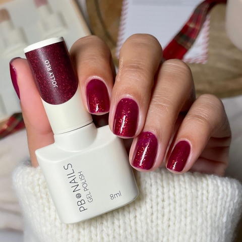 PB Nails Lakier hybrydowy Jolly Red 8ml – rubinowa czerwień